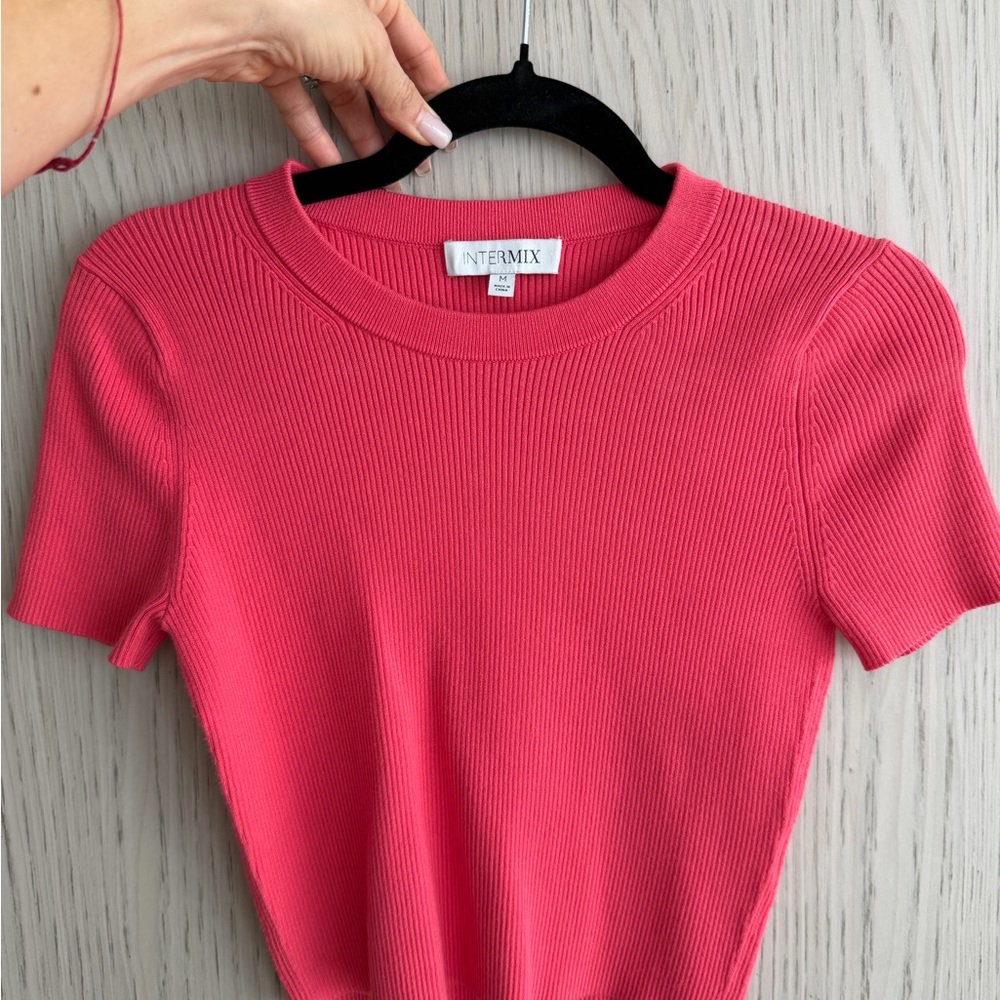 INTERMIX Vibrant Pink Short Sleeve Top